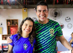 Rodrigo recebe governadora em clima de Copa do Mundo no Alto do Moura